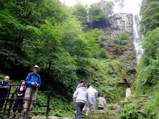 10_27-2.jpg - Clive, Lynn and Richard on the bridge at Pistyll Rhaeadr